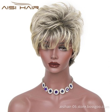 Cheapest Good Quality Hot Selling Short Blonde Heat Resistant Hair Wigs Synthetic Wigs for Black Women